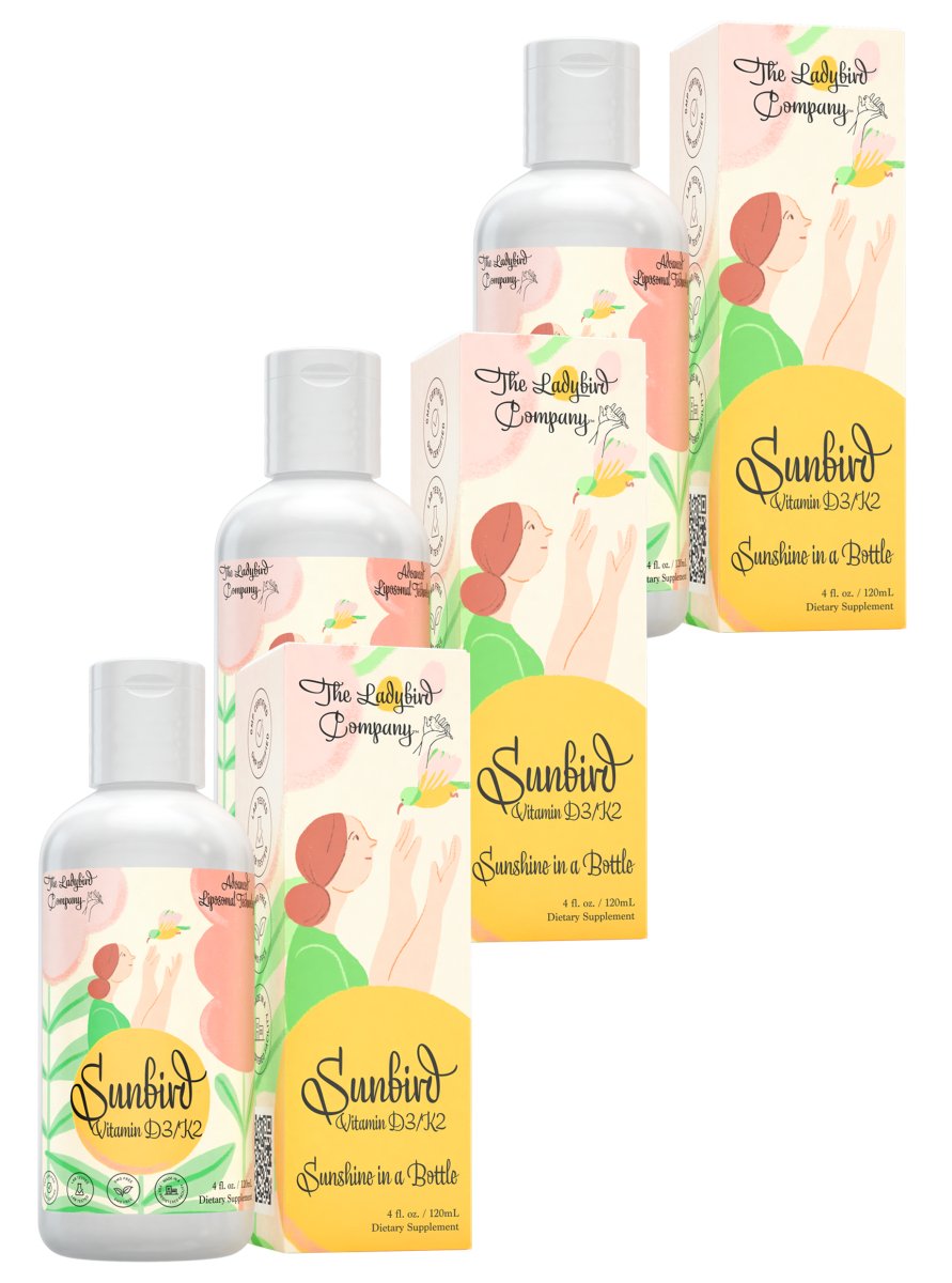 Sunbird Liposomal Liquid Vitamin D3 with K2 for Women - Premium D3 K2 Drops for Menopause Relief, Fertility & Bone Health - Sugar-Free, Vegetarian, Sublingual D3 K2 Supplement, Made in USA - The Ladybird Company